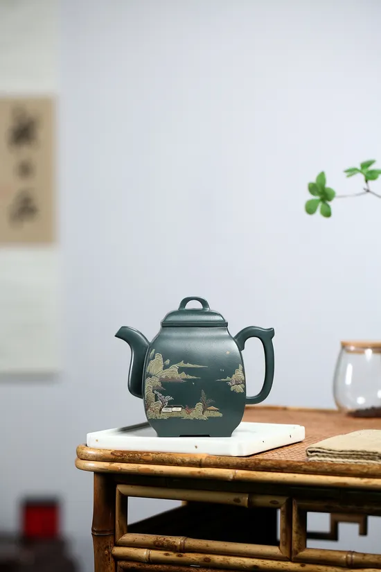 Yixing Zisha Teapot | Handcrafted Purple Clay Pottery | 70s Dark Green Clay 7