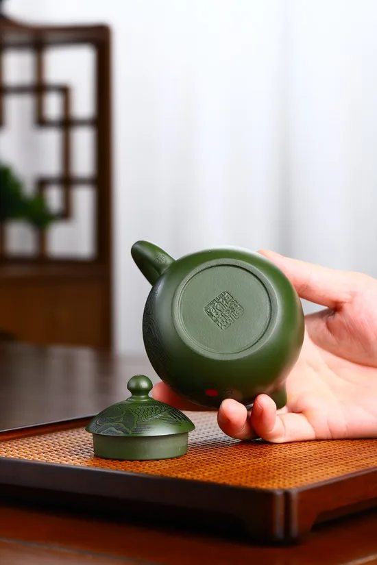 Yixing Clay Teapot - Rare Dragon Egg Design & Republic Green Clay 3