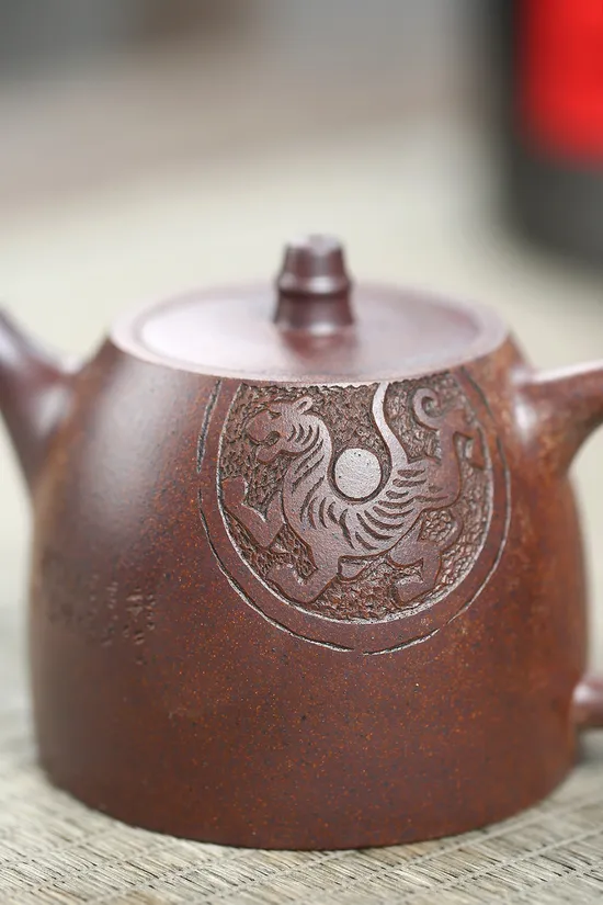 Yixing Teapot Handmade, Luminous Red Clay, Traditional Design 5