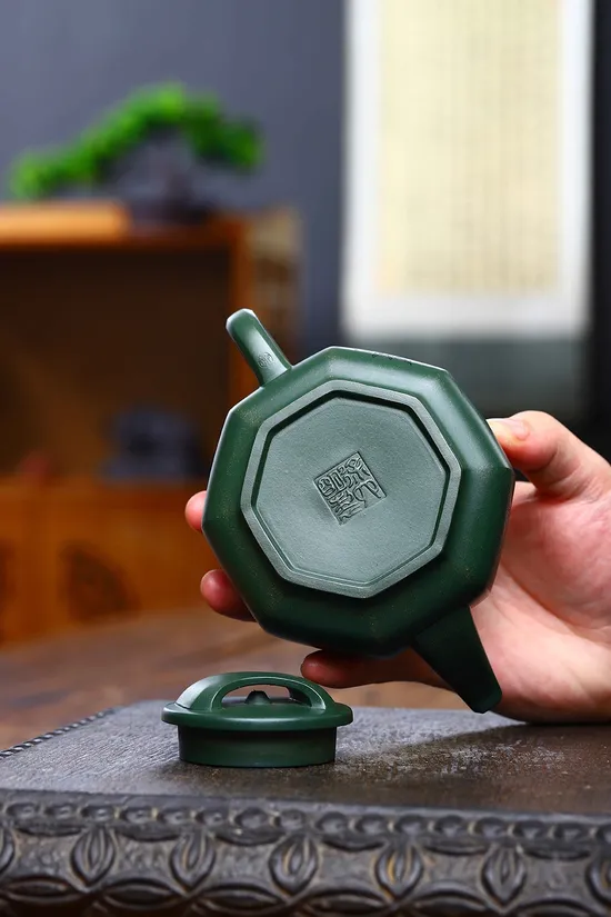 Yixing Zisha Teapot - Rare Green Clay, Handcrafted Artisan Teapot 2