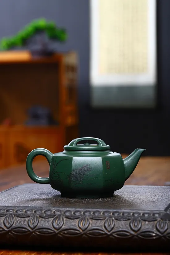 Yixing Zisha Teapot - Rare Green Clay, Handcrafted Artisan Teapot 3