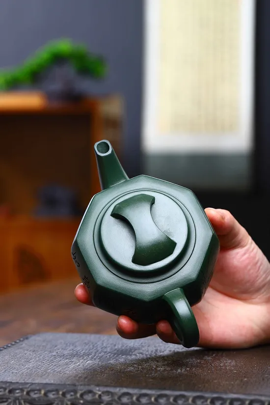 Yixing Zisha Teapot - Rare Green Clay, Handcrafted Artisan Teapot 4