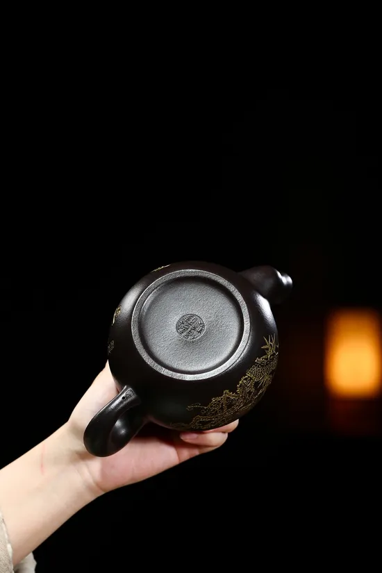 Premium Yixing Teapot | Handcrafted Stone Yellow Clay | 450cc 5