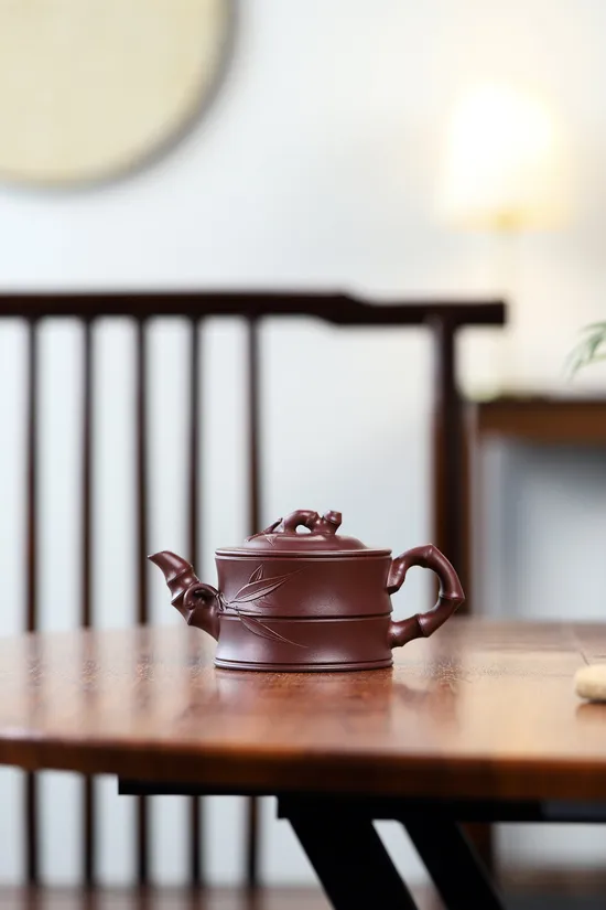 Yixing Zisha Teapot | Artisan Bamboo Design Clay Teapot 2