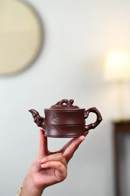 Yixing Zisha Teapot | Artisan Bamboo Design Clay Teapot 6