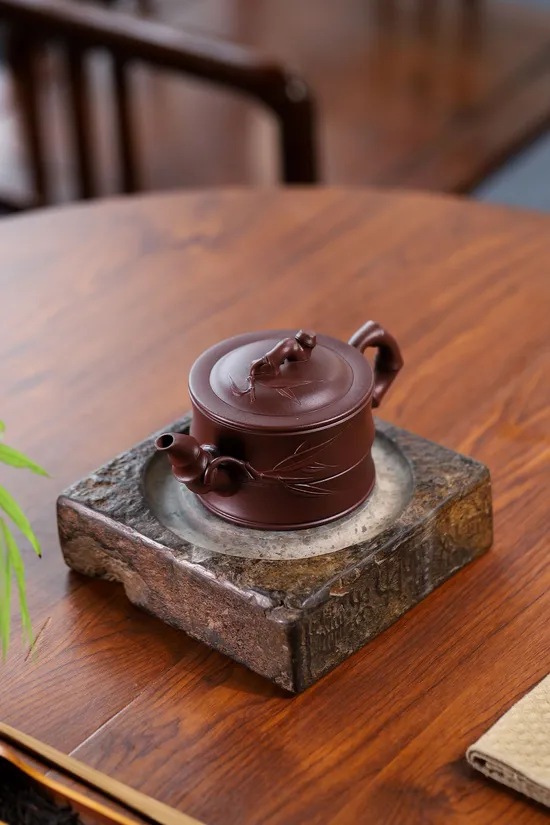 Yixing Zisha Teapot | Artisan Bamboo Design Clay Teapot 8