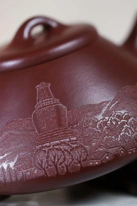 Yixing Zisha Teapot - Hand-Carved Potala Palace, Artisan Craft 5