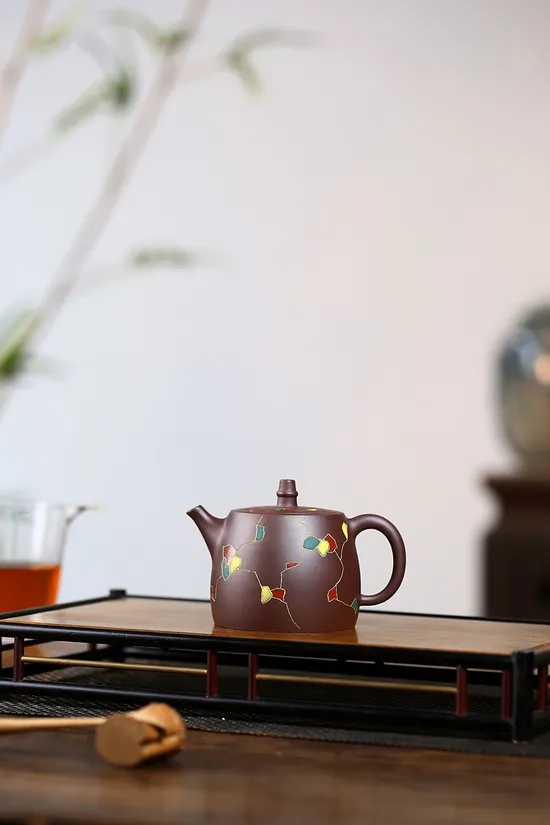 Premium Yixing Purple Clay Teapot – Handcrafted Enamel Artisan Teapot 7
