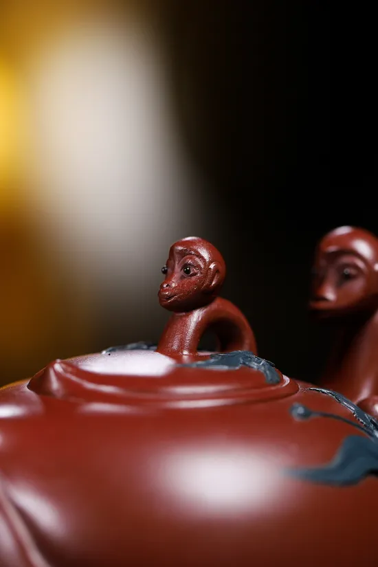 Yixing Clay Teapot Set - Monkey & Peach Artistry | 260CC Zisha Pot 1