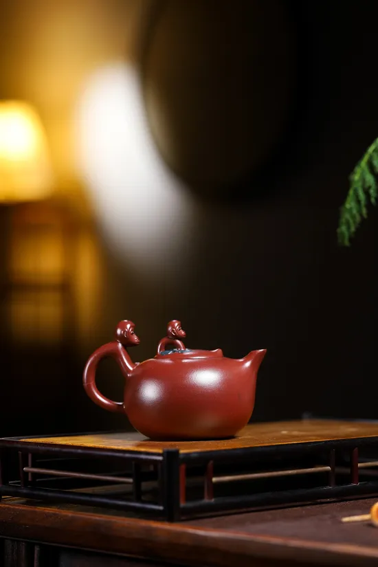 Yixing Clay Teapot Set - Monkey & Peach Artistry | 260CC Zisha Pot 3