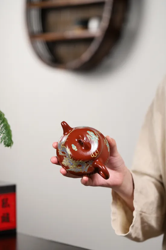 Yixing Zisha Teapot: Handcrafted Artisan Purple Clay Pot with 24K Gold 1