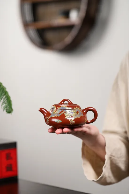 Yixing Zisha Teapot: Handcrafted Artisan Purple Clay Pot with 24K Gold 6